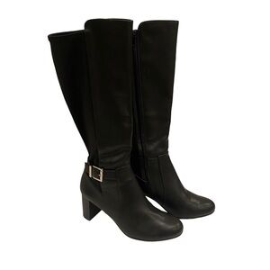 Abella True Comfort Megan Black Faux Leather Tall Boots - size 6.5 BRAND NEW